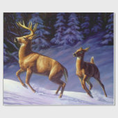 Whitetail Deer Buck & Dock im Winterschnee Geschenkpapier (Flach)