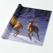 Whitetail Deer Buck & Dock im Winterschnee Geschenkpapier (Ungerollt)