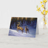 Whitetail Deer Buck & Dock im Winterschnee Karte (Gelbe Blume)
