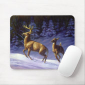 Whitetail Deer Buck & Dock im Winterschnee Mousepad (Mit Mouse)