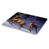 Whitetail Deer Buck & Dock im Winterschnee Schneidebrett (Ecke)