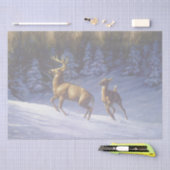 Whitetail Deer Buck & Dock im Winterschnee Seidenpapier (Handwerk)