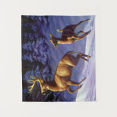 Whitetail Deer Buck & Dock im Winterschnee Wandteppich (Vorderseite)