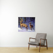 Whitetail Deer Buck & Dock im Winterschnee Wandteppich (Beispiel (Horizontal))