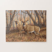 Whitetail Deer Buck & Doe Autumn Maple Trees Puzzle (Horizontal)