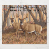Whitetail Deer Buck & Dos Herbstmapelwald Bierflaschenetikett (Einzelnes Label)