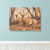 Whitetail Deer Buck & Dos Herbstmapelwald Leinwanddruck (Insitu (Holzboden))