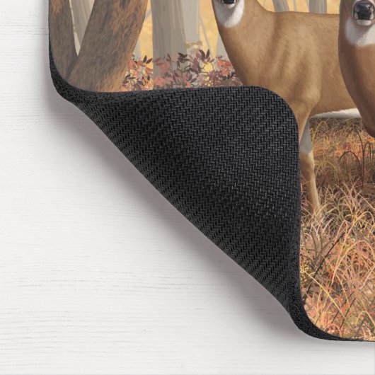 Whitetail Deer Buck & Dos Herbstmapelwald Mousepad (Ecke)