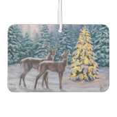 Whitetail Deer & Christmas Tree Winterlandschaft Autolufterfrischer (Vorderseite)