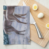 Whitetail Deer & Christmas Tree Winterlandschaft Küchentuch (Viertel Falte)