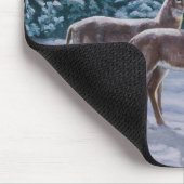 Whitetail Deer & Christmas Tree Winterlandschaft Mousepad (Ecke)