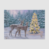Whitetail Deer & Christmas Tree Winterlandschaft Seidenpapier (Vorderseite)