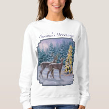 Whitetail Deer & Christmas Tree Winterlandschaft