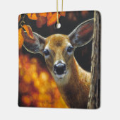 Whitetail Deer Doe Face Herbstfarben Keramikornament (Links)