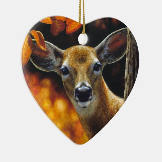 Whitetail Deer Doe Face Herbstfarben Keramikornament (Rechts)