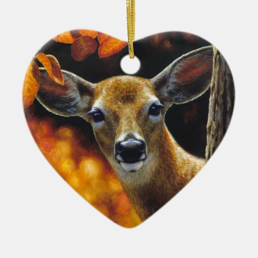 Whitetail Deer Doe Face Herbstfarben Keramikornament (Vorne)