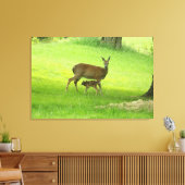 Whitetail Deer (Doe) und Fawn Leinwanddruck (Insitu (Wohnzimmer))