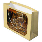 Whitetail Deer Fawn & Doe Yellow Große Geschenktüte (Rückseite Schrägansicht)