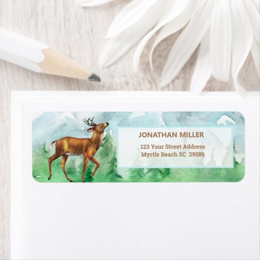 Whitetail Deer Forest Mountains Rücksendeadresse (Insitu)