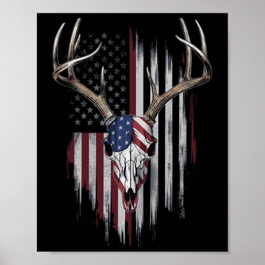 Whitetail Deer Hunter American Flag USA Design Buc Poster (Vorne)