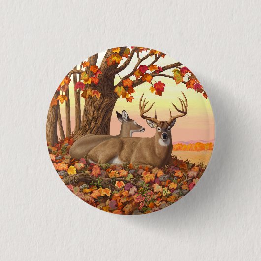 Whitetail Deer im Herbst Herbstfarben in New Engla Button (Vorderseite)