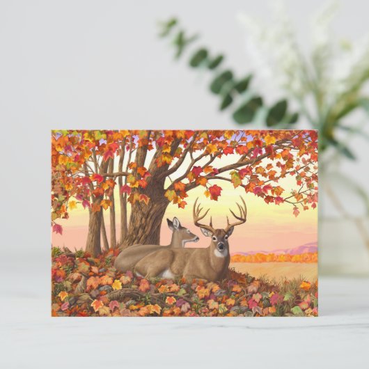 Whitetail Deer im Herbst Herbstfarben in New Engla Einladung (Stehend Vorderseite)
