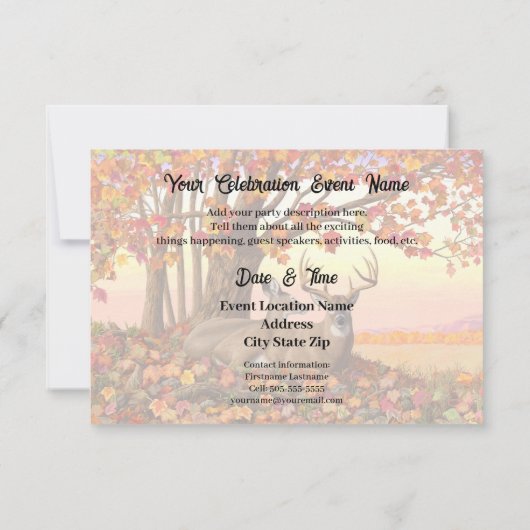 Whitetail Deer im Herbst Herbstfarben in New Engla Einladung (Rückseite)