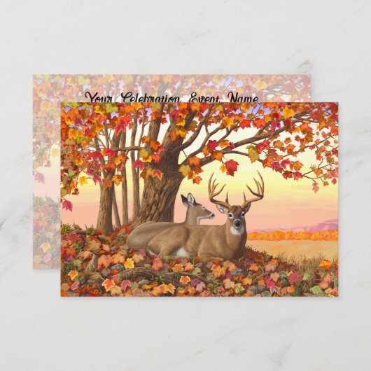 Whitetail Deer im Herbst Herbstfarben in New Engla Einladung (Vorne/Hinten)