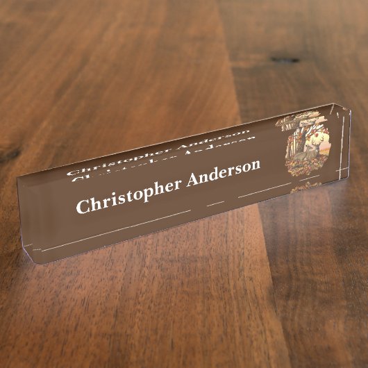 Whitetail Deer im Herbst Herbstfarben in New Engla Namensplakette (Seite)