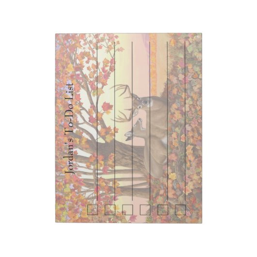 Whitetail Deer im Herbst Herbstfarben in New Engla Notizblock (Rotiert)