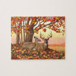 Whitetail Deer im Herbst Herbstfarben in New Engla Puzzle