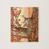Whitetail Deer im Herbst Herbstfarben in New Engla Puzzle (Vertikal)