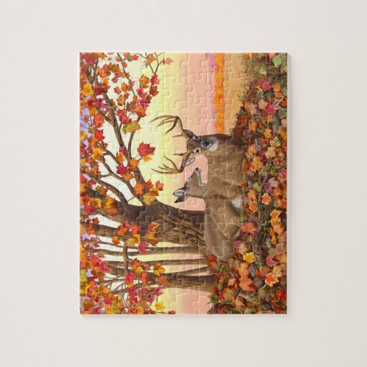 Whitetail Deer im Herbst Herbstfarben in New Engla Puzzle (Vertikal)