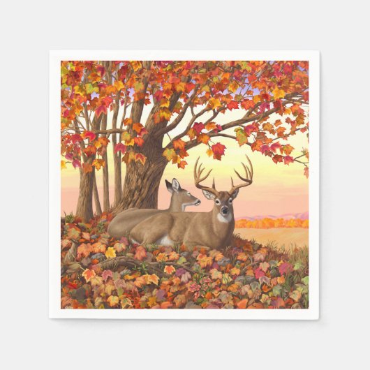Whitetail Deer im Herbst Herbstfarben in New Engla Serviette (Vorderseite)