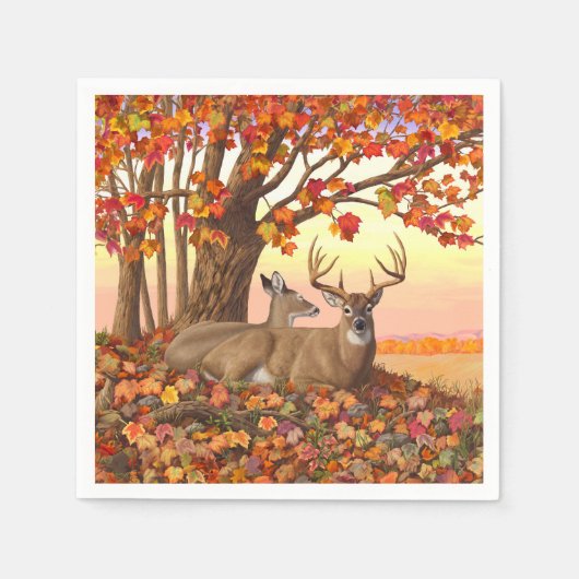 Whitetail Deer im Herbst Herbstfarben in New Engla Serviette (Vorderseite)