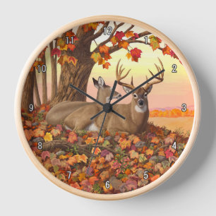 Whitetail Deer im Herbst Herbstfarben in New Engla Uhr