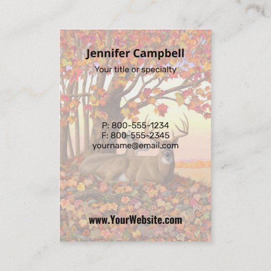 Whitetail Deer im Herbst Herbstfarben in New Engla Visitenkarte (Rückseite)