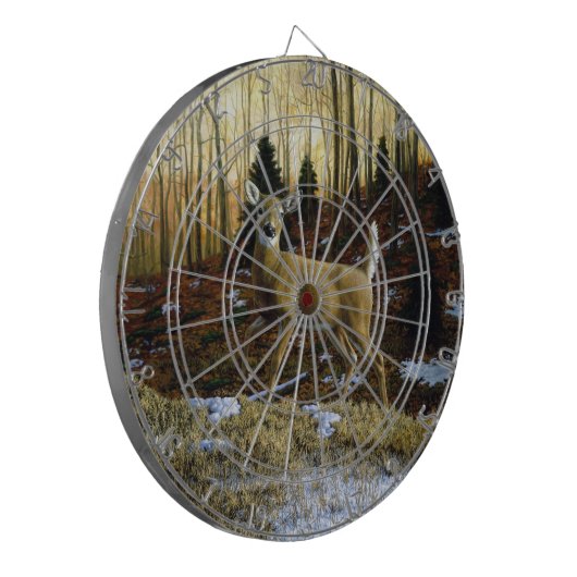 Whitetail Deer im Herbstwald Dartscheibe (Vorderseite Links)