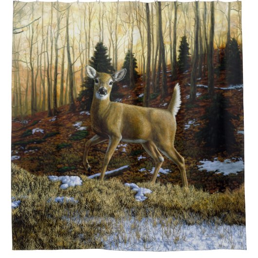 Whitetail Deer im Herbstwald Duschvorhang (Vorderseite)