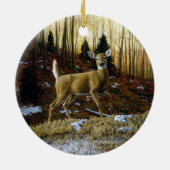 Whitetail Deer im Herbstwald Keramik Ornament (Hinten)