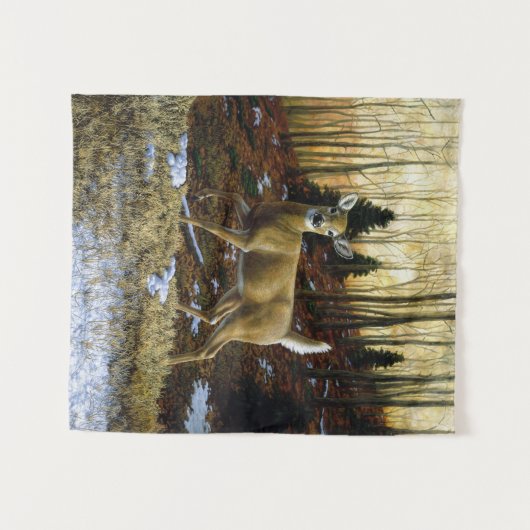 Whitetail Deer im Herbstwald Wandteppich (Vorderseite (Horizontal))