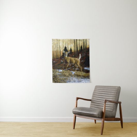 Whitetail Deer im Herbstwald Wandteppich (Beispiel)