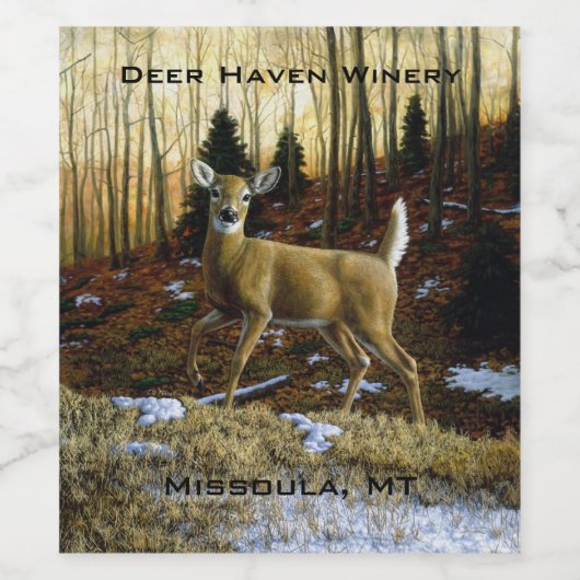 Whitetail Deer im Herbstwald Weinetikett (Einzelnes Label)