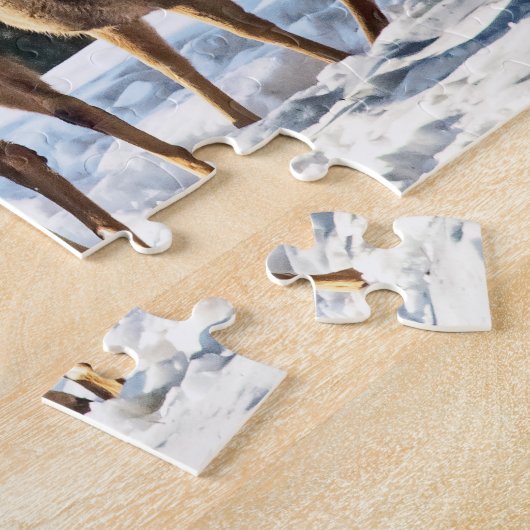 Whitetail Deer im Schnee Puzzle (Seite)