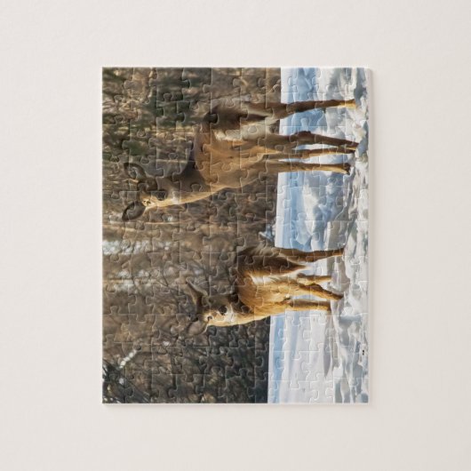 Whitetail Deer im Schnee Puzzle (Vertikal)