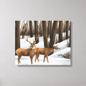 Whitetail Deer In Snow On Canvas Leinwanddruck (Vorderseite)