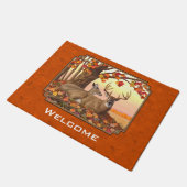 Whitetail Deer Maple Tree Herbst Orange Fußmatte (Schrägansicht)