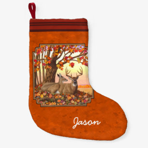 Whitetail Deer Maple Tree Herbst Orange Kleiner Weihnachtsstrumpf
