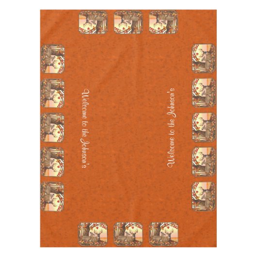 Whitetail Deer Maple Tree Herbst Orange Tischdecke (Vorderseite)