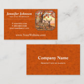 Whitetail Deer Maple Tree Herbst Orange Visitenkarte (Vorne/Hinten)